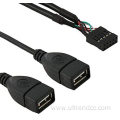 10Pin Female Header Dual USB 2.0 Adapter Cable